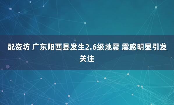 配资坊 广东阳西县发生2.6级地震 震感明显引发关注